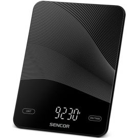 Sencor Ваги кухонні, 10кг, акумулятор 250mAh, USB-C, сенс. керув., скло, чорний