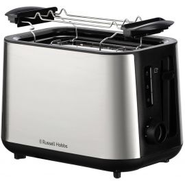 Russell Hobbs Тостер Heaton, нержав., підігрів, розморожування, чорний+нерж
