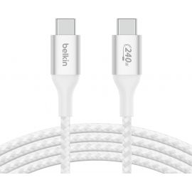 Belkin Кабель USB-C > USB-C заряджання/синхронізації 2м, 240Вт, Type-C, плетений, білий