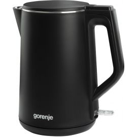 Gorenje Електрочайник, 1,5л, 2,200 Вт, корпус- нержав., Strix, матовий, чорний