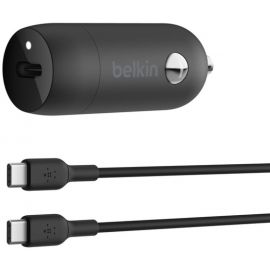 Belkin Зарядний пристрій автомобільний 30Вт USB-C PD PPS, кабель USB-C > USB-C, 1м, чорний