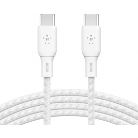 Belkin Кабель заряджання/синхронізації USB-С > USB-С 2м, 100Вт, плетений, білий