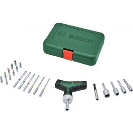 Bosch Викрутка з тріскачкою, т-подлібне руків'я, 20 насадок, 109мм, кейс, сталь CrV