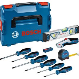 Bosch Набір професійних викруток та змішаних ручних інструментів 19 шт, L 3.5, SL6.5, TX15, TX20, PH1, PZ 2 мм, рулетка 5м, рівень 25см