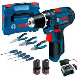 Bosch Шурупокрут-дриль акумуляторний GSB 12В 2х2А·год 30Нм 400·1300об·хв 0.89кг GAL 12V-20 + набір ручного інструменту