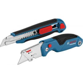 Bosch Ніж, набыр 2 шт, складний трапецієподібне лезо,корпус пластик, сегментоване лезо корпус пластик