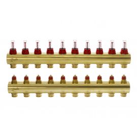 Danfoss Колектор FHF 10+10 з ротаметрами, латунний