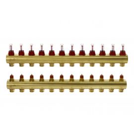 Danfoss Колектор FHF 12+12 з ротаметрами, латунний
