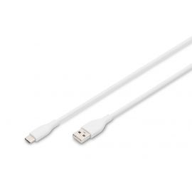 Digitus Кабель USB-A > USB-C заряджання/синхронізації, 2м, USB 2.0, 60W, силіконовий, білий