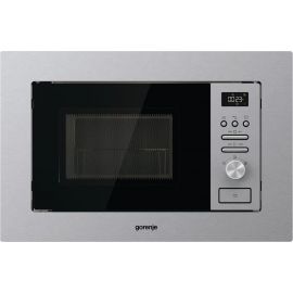 Gorenje Мікрохвильова піч вбудовувана, 20л, міх. управл., 800Вт, гриль, дисплей, інвертор, нерж