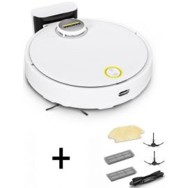 Karcher Робот-пилосос RCV 3, 400Вт, h=9.4см, вологе прибирання, конт пил -0.5л, вода -0.17л, автон. робота до 120хв, вага-3.7кг, НЕРА,+ набір акс., білий