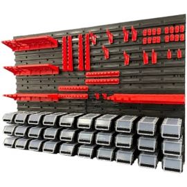Kistenberg Панель підвісна з набором контейнерів, гачків та полиць KS_kit12, 4 панелі 57.6*1.8*39см, 30 контейнерів, 40 гачків, 4 полиці, пластик