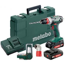 Metabo BS18Quick акумуляторний, 18V 2x2Ah, з / у, кофр, кут.насадка, набір SP (9 шт)