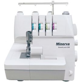 Minerva Оверлок SmartLock 350, 91Вт, 13 оп., (4, 3, 2-х ниткові шви), білий