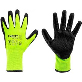 Neo Tools Рукавички робочі, утеплені, латексне покриття, поліестер, р.8, зелено чорні