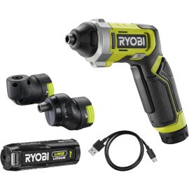 Ryobi Викрутка акумуляторна USB Lithium RSD4-120TA2 4В 1х2А·год 5Нм 200об·хв 2 насадки 10 біт 0.31кг кейс