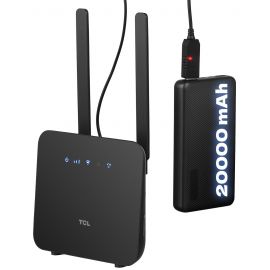 TCL Маршрутизатор LINKHUB (HH42CV2) LTE, Wi-Fi4, 1xFE LAN/WAN, 1xFE LAN, 2xSMA, Чорний + Power Bank 20000мА·год + USB-DC кабель 5В-12В