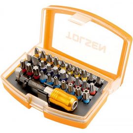 Tolsen Біти, набір 32шт, 1/4", подовжувач магнітний, SL,PH,PZ, Torx, кейс