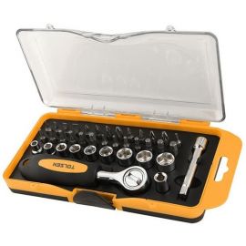 Tolsen Набір торцевих головок та біт, 1/4", з тріскачкою, 38шт