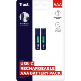 Trust Акумулятор AAА 400 мАг, TYPE-C, 2 шт, синій