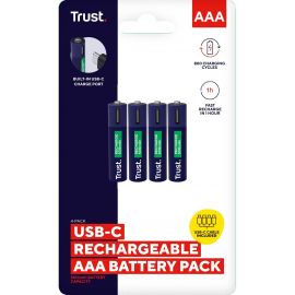 Trust Акумулятор AAА 400 мАг, TYPE-C, 4 шт, синій