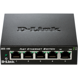 D-Link Комутатор DES-105/E 5xFE, Некерований, Метал