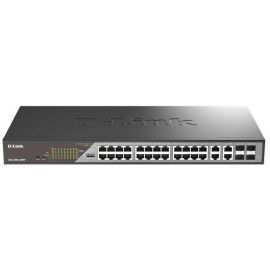 D-Link Комутатор DSS-200G-28MP 24xGE PoE, 4xSFP/GE, 370W, Некерований