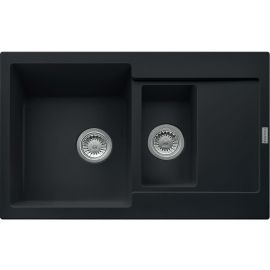 Franke Кухонна мийка Maris MRG 651-78/114.0631.461/дві чаші/фраграніт/антибактеріальний захист/780х500х200(130)/врізна/чорний матовий