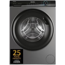Haier Пральна машина фронтальна, 9кг, 1400, A+++, 60см, дисплей, пара, інвертор, люк чорний, прямий привід, cріблястий