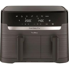 Moulinex Мультипіч Dual Easy Fry, 2700Вт, чаша-5.2+3.1л, сенсорне керув., 2 чаши, гриль, пластик, чорний