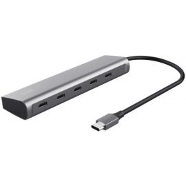 Trust Хаб Halyx USB-C > 5xUSB-C , Алюміній, 0.1м, сірий