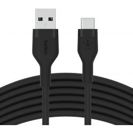 Belkin Кабель USB-A > USB-C заряджання/синхронізації 3м, 60Вт, Type-C, силіконовий з кліпсою, чорний