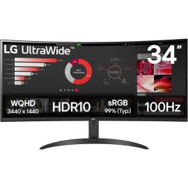 LG Монітор 34" 34WR50QK-B 2xHDMI, DP, Audio, VA, 3440x1440, 21:9, 100Hz, sRGB 99%, CURVED, FreeSync, HDR10