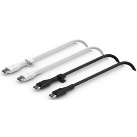 Belkin Кабель USB-C > USB-C заряджання/синхронізації 1м, 60Вт, Type-C, силіконовий з кліпсою (2 Pack) чорний/білий