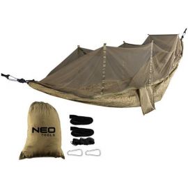 Neo Tools Гамак, з москітною сіткою, матеріал нейлон 210T, 330x140см, до 200кг, шнури, сумка для перенесення, зелений