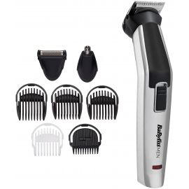 BaByliss Набір для стрижки, для бороди, вусів, голови, носа і тіла, акум., вібраційний мотор, насадок-8, чохол, сталь, сірий