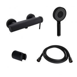 Комплект Qtap Robin Black Matt: Змішувач  QTROB4060102B + Тримач QT829910842854OB + Шланг QTHADPVCSQ160B + Лійка QTRUC125BLM45951