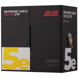 2E Кабель CAT 5e, U-UTP, 305м, AWG 24/1, LSZH, жовтий