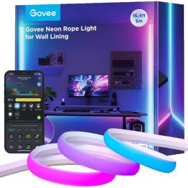 Govee Стрічка світлодіодна розумна Govee H6641 Neon Rope Light for Wall Lining, 5м, RGBIC, WI-FI/Bluetooth, білий