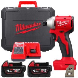 Milwaukee Гвинтоверт ударний акумуляторний M18 BLIDRC-402C 18В АКБ 2х4А·год 0-3600об·хв 190Нм ЗП M12-18C кейс 1.3кг