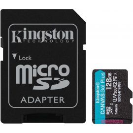 Kingston Карта пам'яті microSD 128GB C10 UHS-I U3 A2 V30 R200MB/s + SD