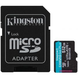 Kingston Карта пам'яті microSD 512GB C10 UHS-I U3 A2 V30 R200/W160MB/s + SD