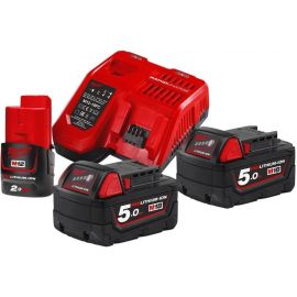 Milwaukee Набір акумулятора та зарядного пристрою NRG-502 12В 1х2А·год Redlithium M12, 18В 2х5А·год Redlithium M18, ЗП M12-18FC
