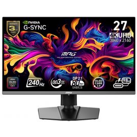 MSI Монітор 26.5" MPG 272URX QD-OLED 2xHDMI, DP, 2xUSB, USB-C, Audio, OLED, 3840x2160, 240Hz, 0.03ms, DCI-P3 99%, AdaptiveSync, Pivot, HDR400
