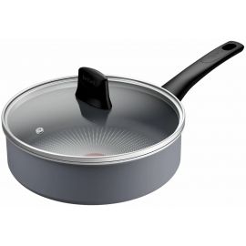 Tefal Сотейник Halo, 24см, з кришкою, алюміній, бакеліт, скло, сірий