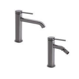 Комплект для умивальника+біде Qtap Robin Black Chrome: Змішувач для раковини QTROB1060M102K + Змішувач для біде QTROB2060102K