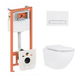 Готове рішення Qtap для ванної кімнати: підвісний унітаз Jay Ultra Quiet 520x360x320 + комплект інсталяції Nest 4 в 1 (лінійна клавіша White)
