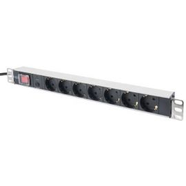 Digitus Пристрій розподілу електроживлення 1U, 7xSchuko, 16A, 250V, вимикач, OLP, вилка Schuko