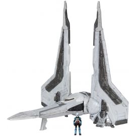 Star Wars Ігрова колекційна фігурка Medium Vehicle Транспорт та фігурка Kom'rk-Class Mandalorian Starfighter 12.5см