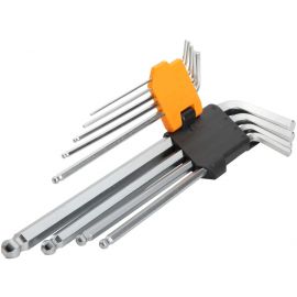 Tolsen Ключі шестигранні, набір 9шт, кулястий наконечник, CrV, 1.5-10мм